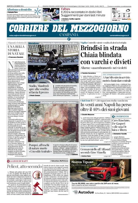 Prima-pagina-corriere del mezzogiorno-del-2024-12-24